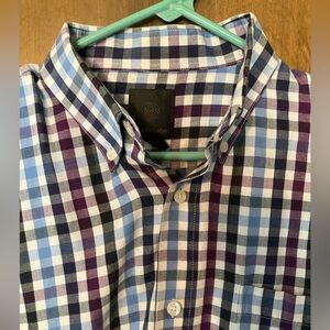 F/X Fusion Men's Blue and Purple Checkered Shirt large long sleeves